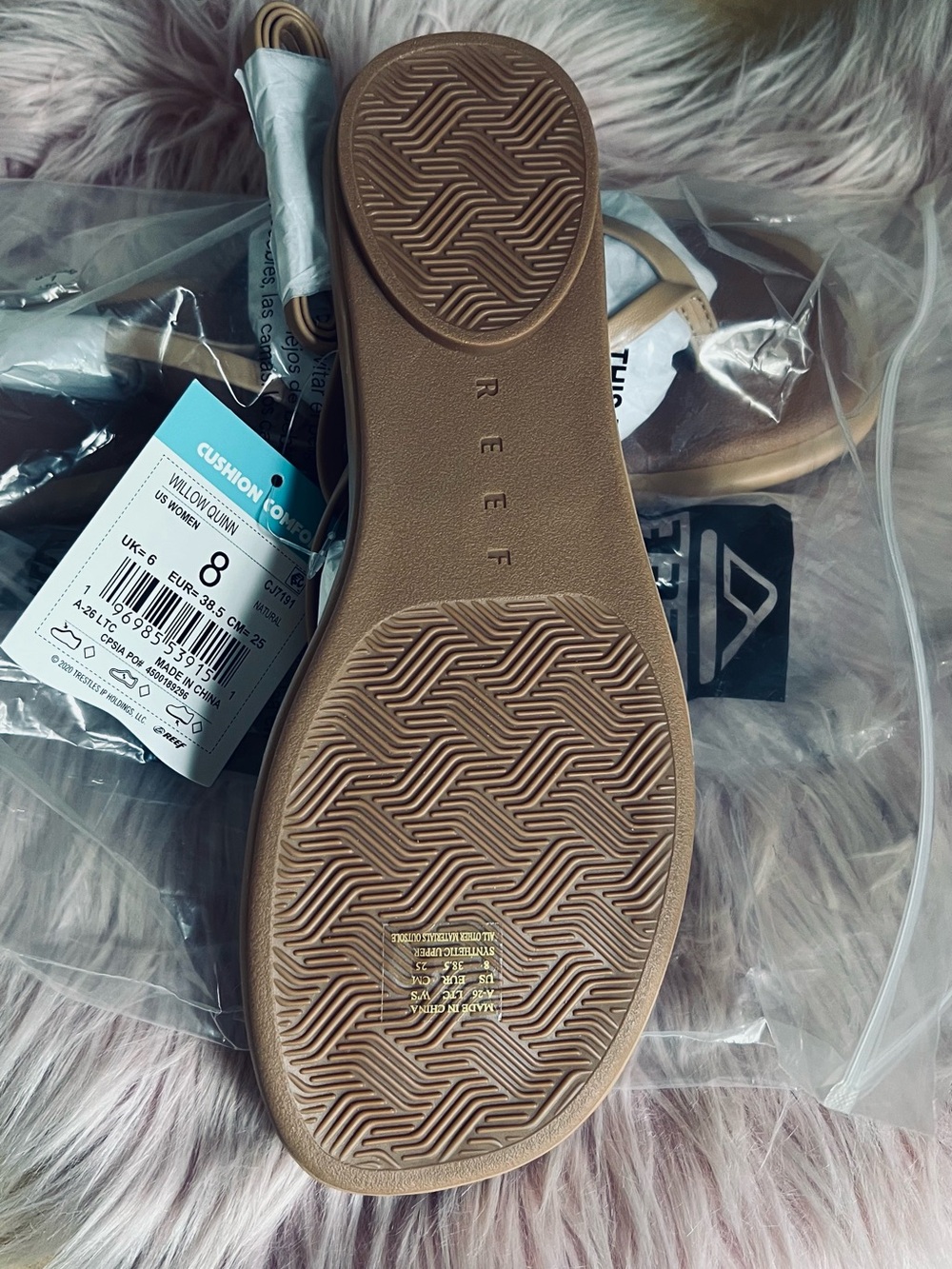 Reef Tan Brown Leather-Look Thong Sandals - Picture 2 of 2